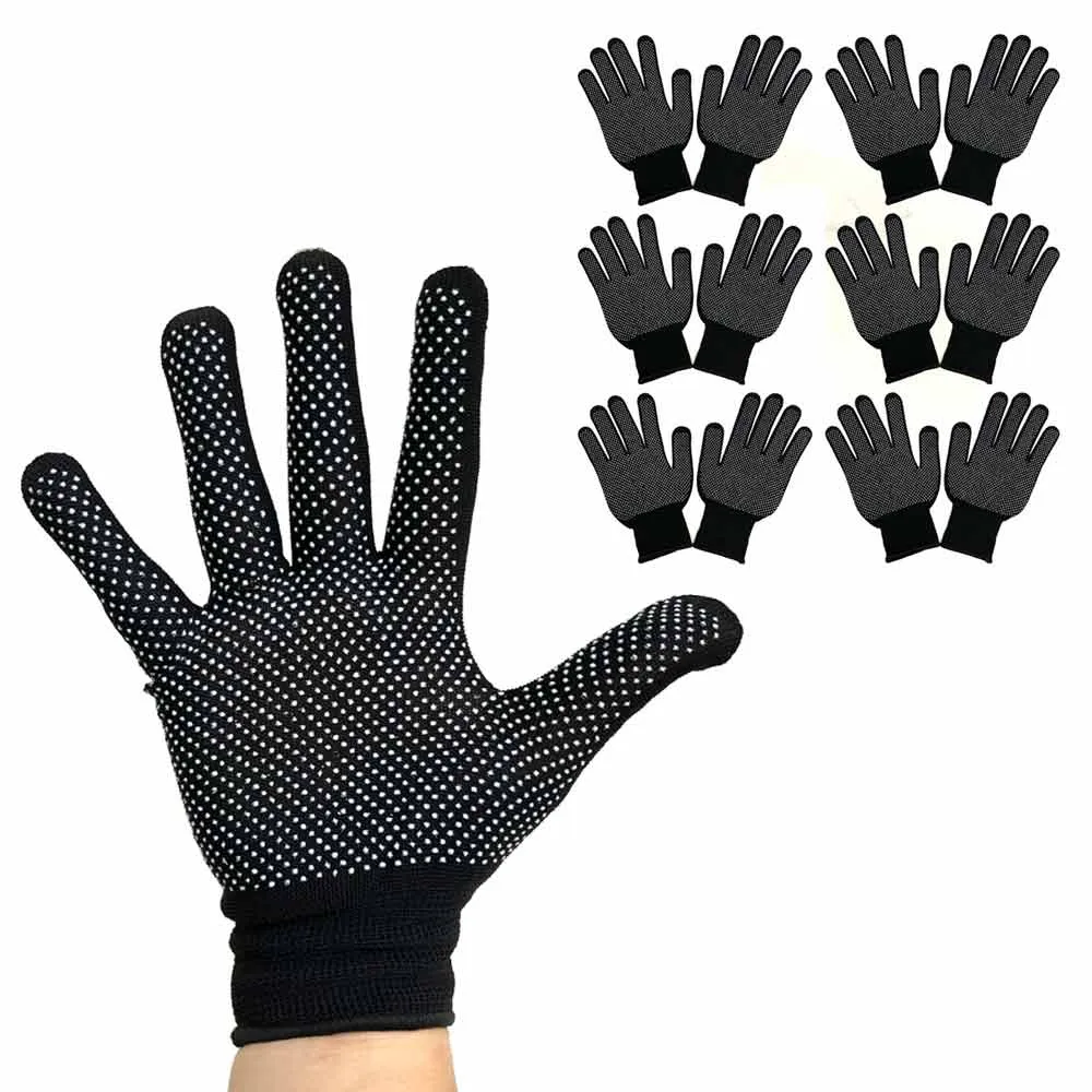6 Pairs Safety Working Gloves Anti Slip Knitted Stretchy Utility Construction