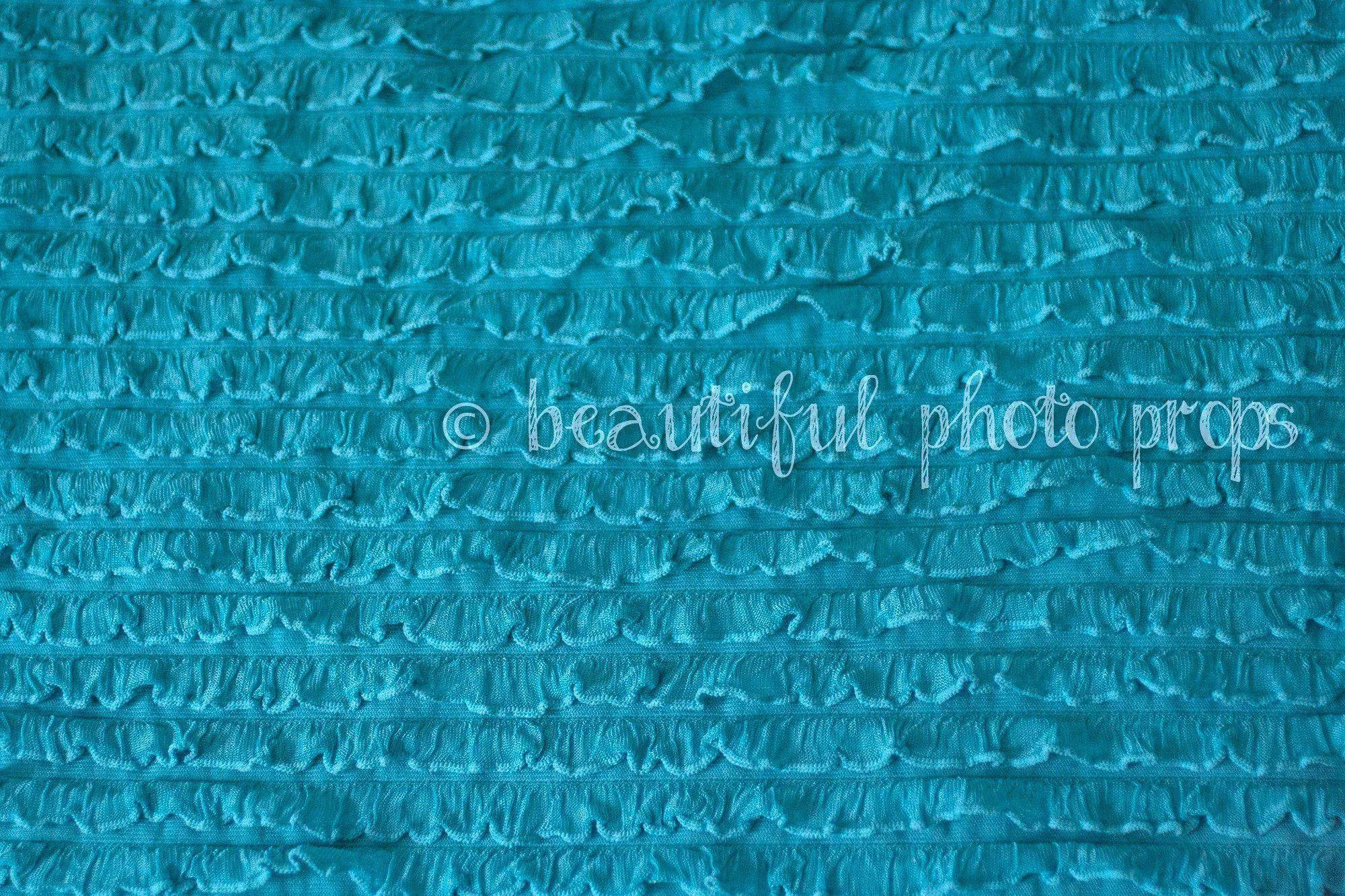 Aqua Blue Ruffle Stretch Knit Wrap Layering Piece