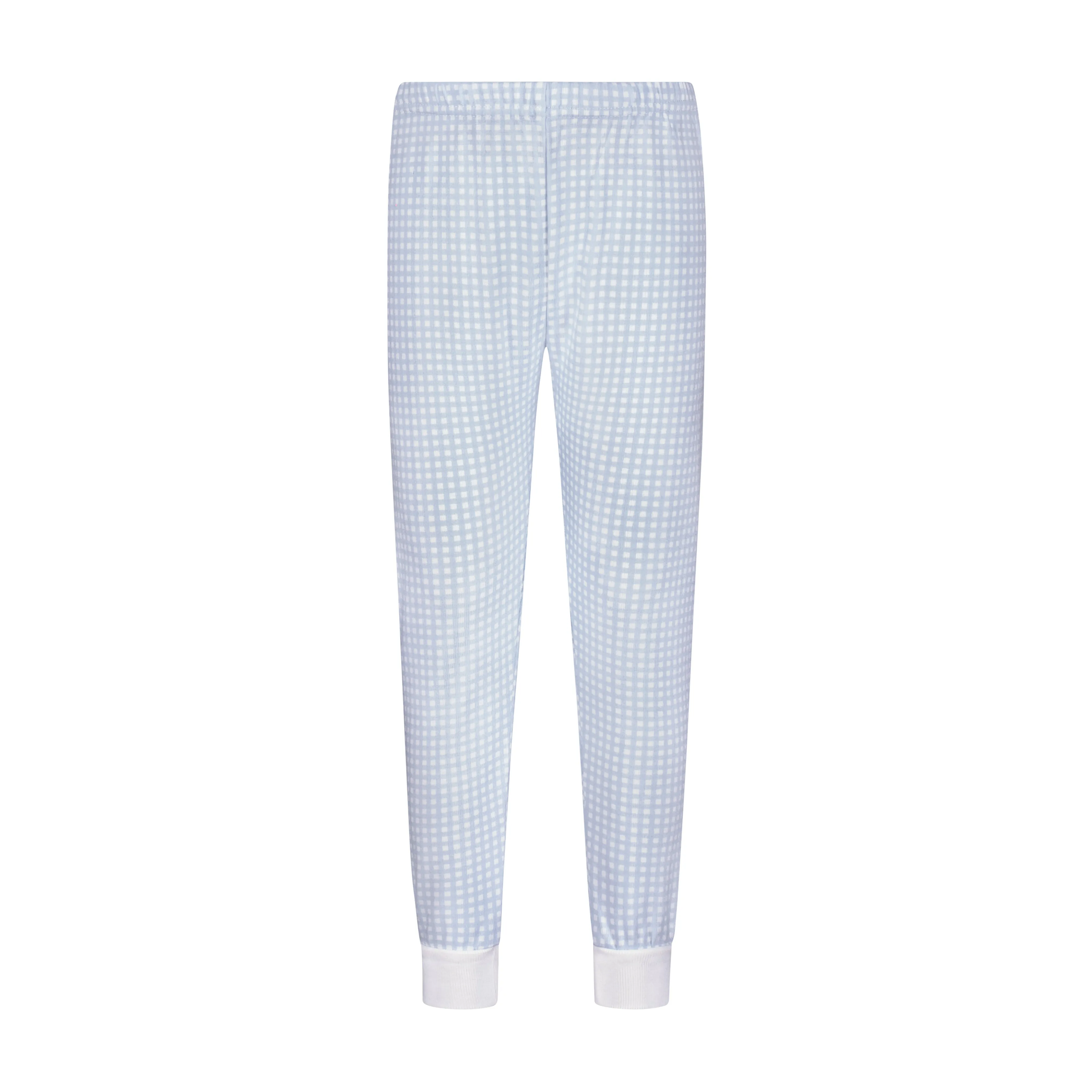 BOYS 2 pc SET CREW LS & PANT Blue Gingham Print