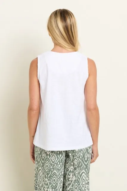 BRAKEBURN Hazel White Sleeveless Cotton Vest