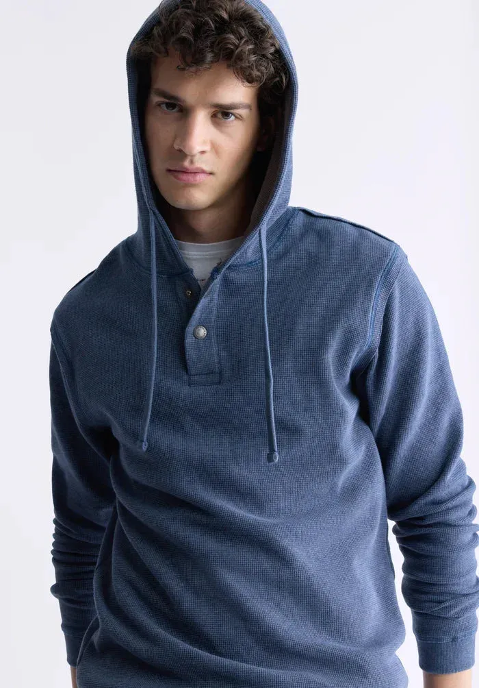 Buffalo Mens Midnight Blue Kafom Hooded LS Top