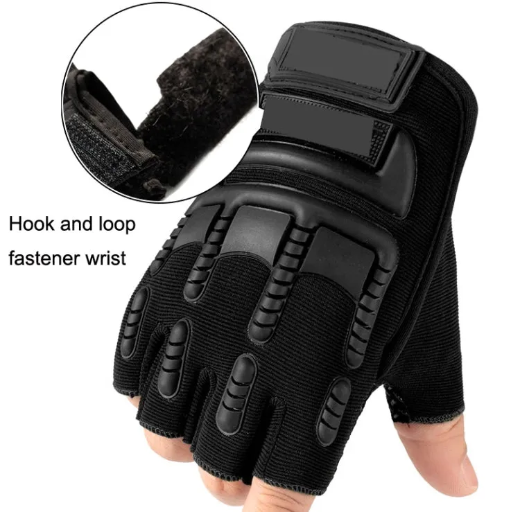 Free Code Outdoor Sports Non-slip Silicone Protective Half-finger Gloves(Black)