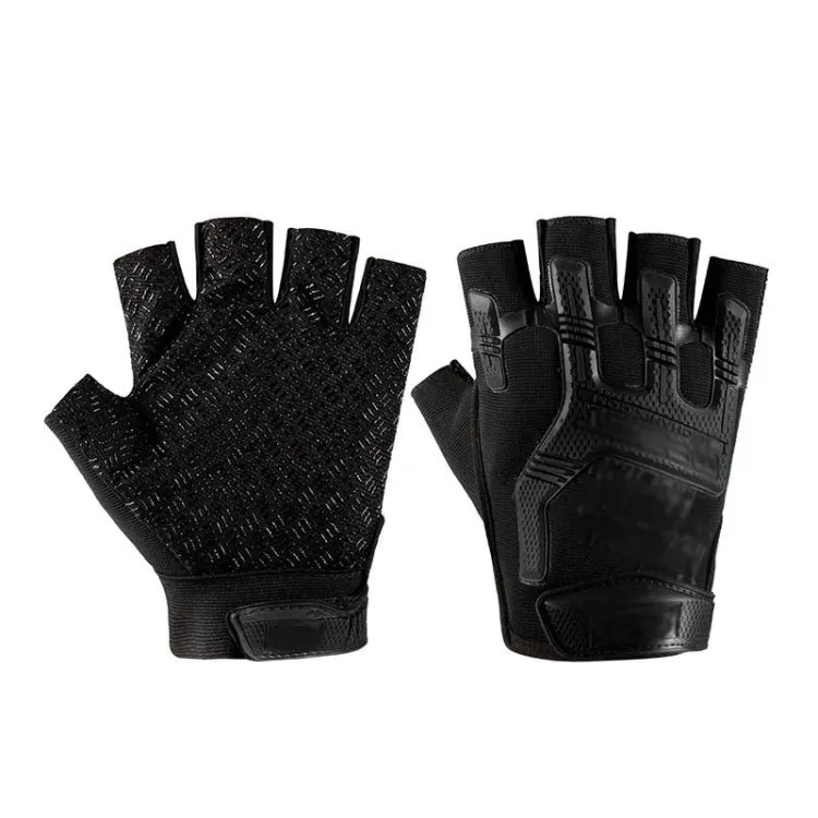 Free Code Outdoor Sports Non-slip Silicone Protective Half-finger Gloves(Black)