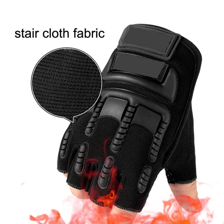 Free Code Outdoor Sports Non-slip Silicone Protective Half-finger Gloves(Black)