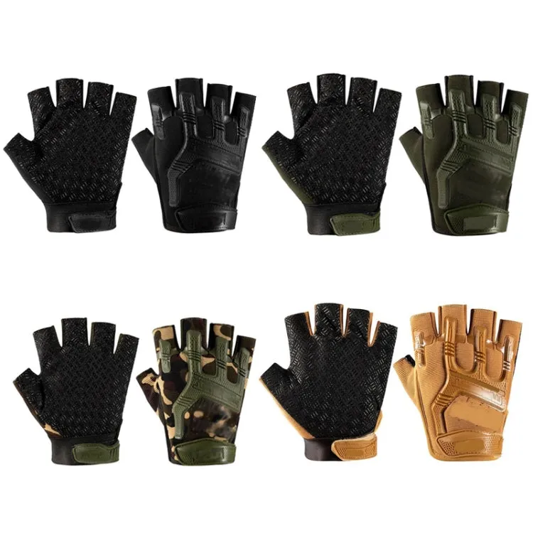 Free Code Outdoor Sports Non-slip Silicone Protective Half-finger Gloves(Black)