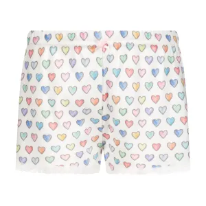 GIRLS RAINBOW HEARTS Print SHORT w Lace