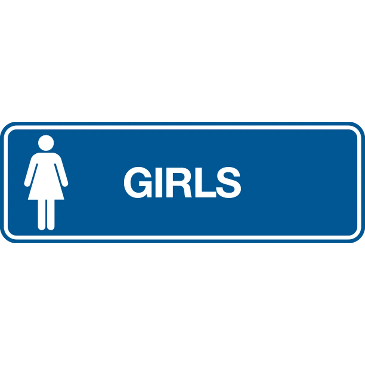 Girls with Text & Female Symbol Long Rectangle Layout Washroom Sign