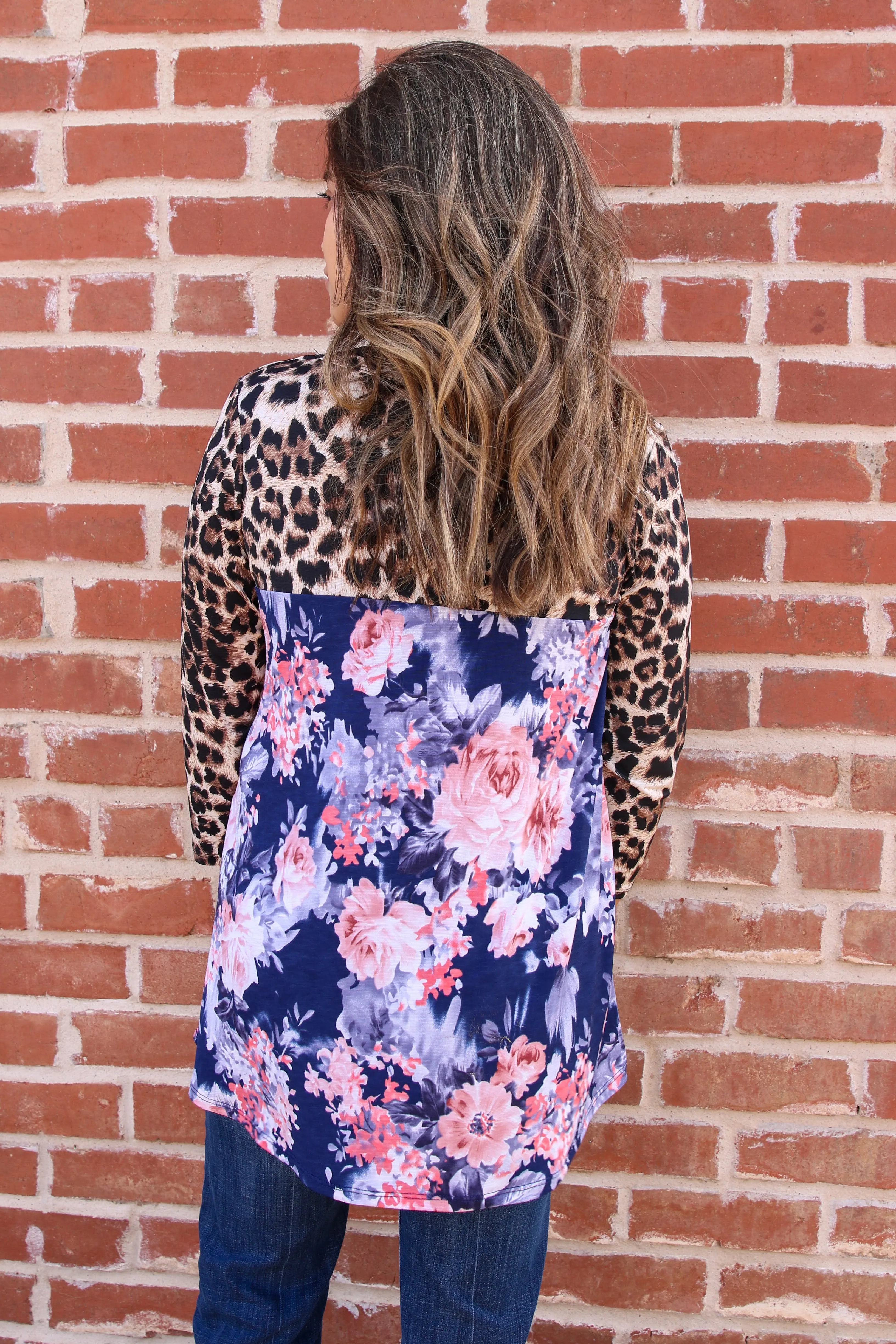 Joyce Leopard Floral Top SMALL, MEDIUM D5