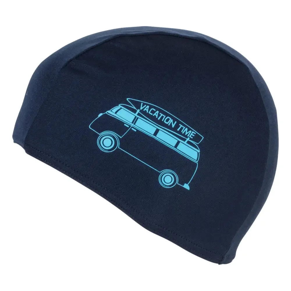 Kids Fabric Cloth Swim Cap Swimming Hat by Fashy Navy Camper Van