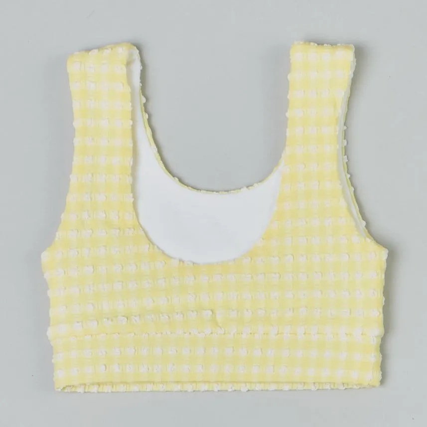 Madeline Girl's Bikini Top in Citrine Gingham