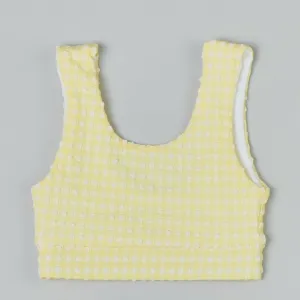 Madeline Girl's Bikini Top in Citrine Gingham
