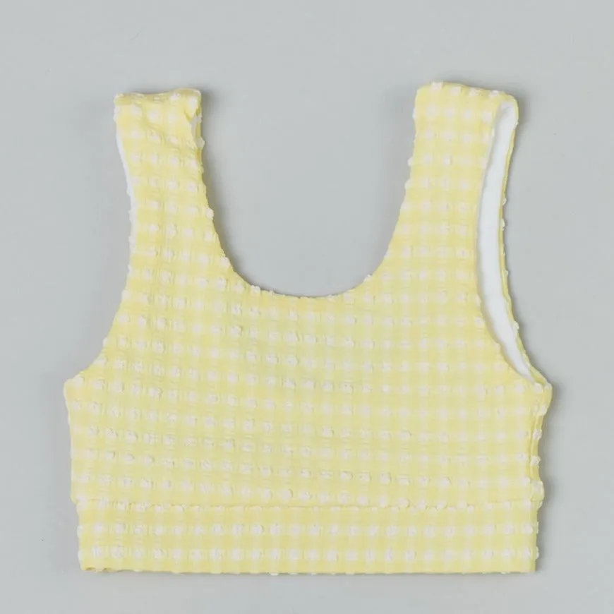 Madeline Girl's Bikini Top in Citrine Gingham