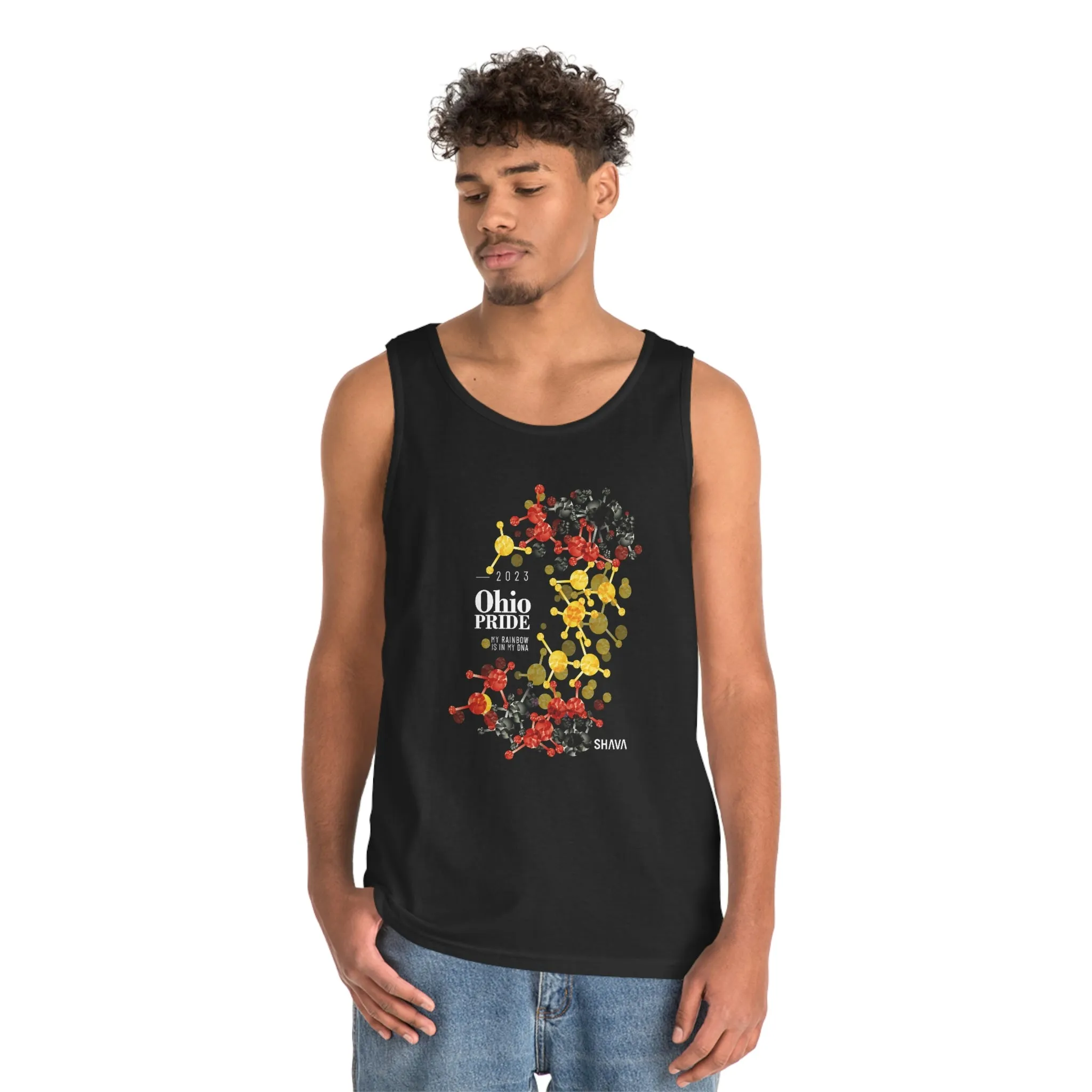 SHAVA CO Rubber Flag 2023 Pride, Ohio Heavy Cotton Tank Top Unisex Size - My Rainbow Is In My DNA